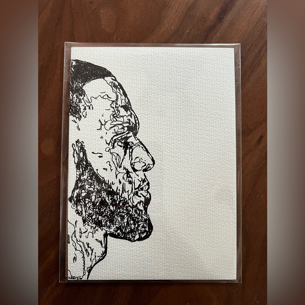 LeBron James Pen & Ink Original Art Portrait 5x7in Basketball fanart